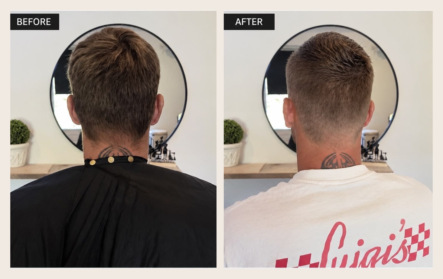 Before en after van een herenkapsel met fade